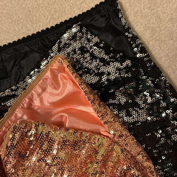 Forever 21 mini skirt sequins sparkling party Pink Rose Gold Black *2 pieces* M - Picture 3 of 4